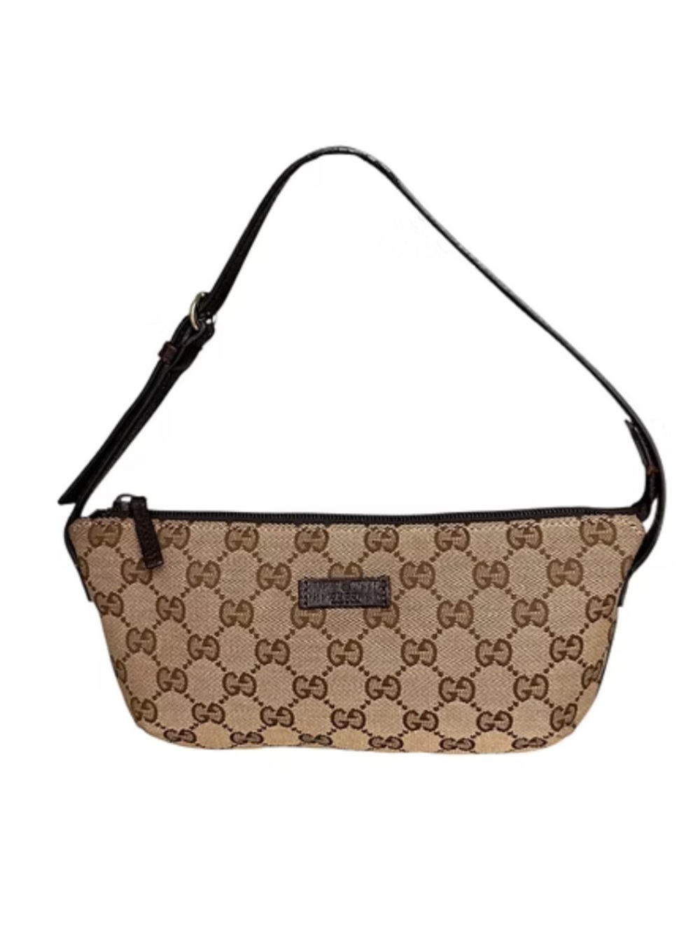 Vintage Tom Ford Gucci GG Monogram Canvas & Leather Shoulder Bag Boat Pochette